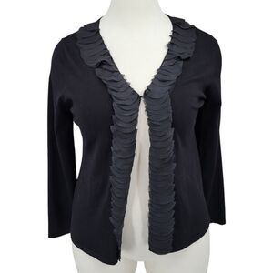 Cyrus Black Knit Sweater Cardigan Topper with Mesh Trim Women's Plus Size 2X NEW